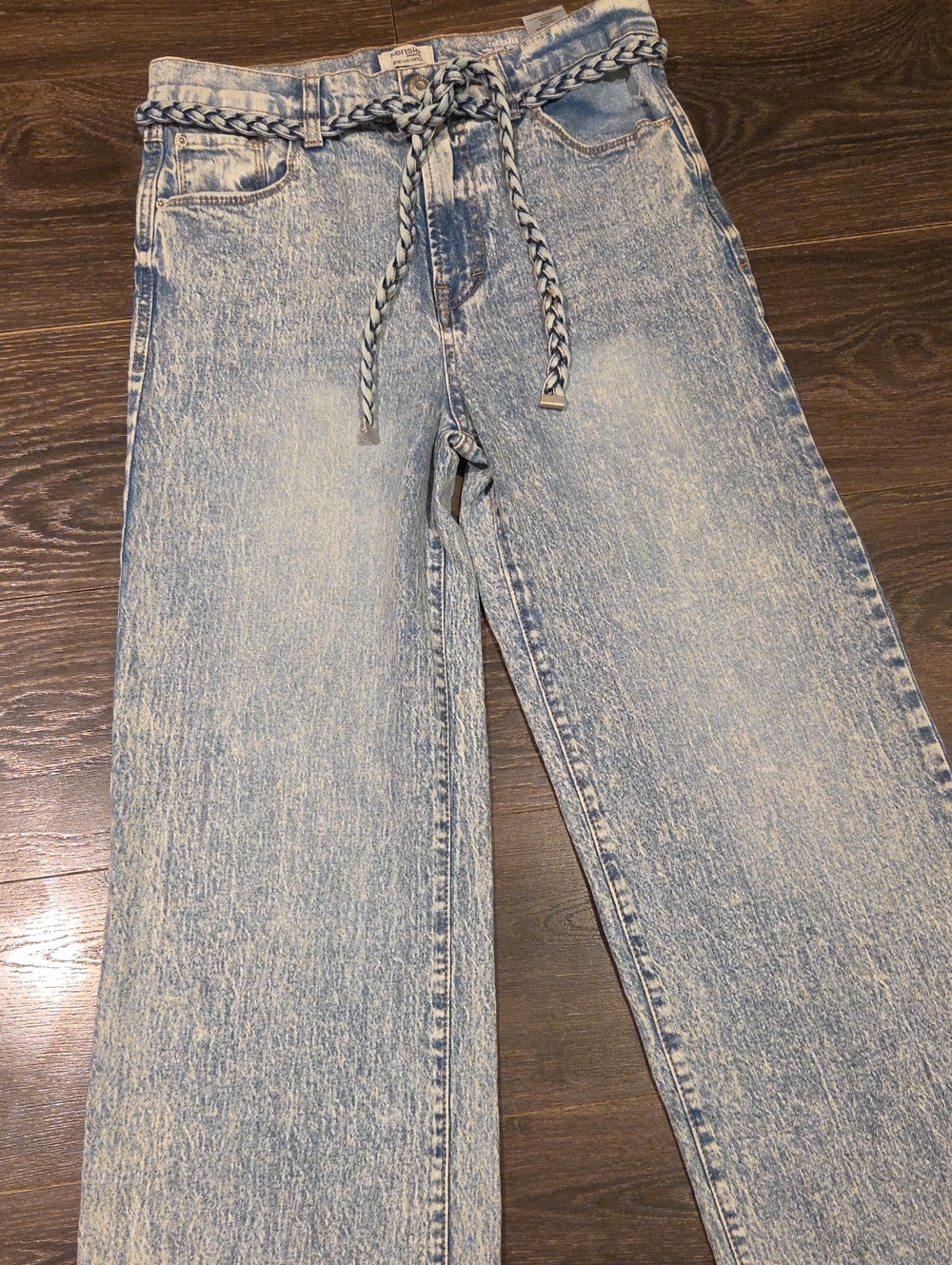 ❤️ NWOT! KENSIE CARLA HIGH RISE WIDE LEG JEANS WITH BRAIDED BELT, 6 (28) - Picture 3 of 12
